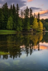 Obraz premium reflection of trees in the lake
