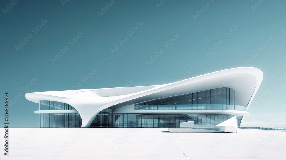 Poster modern empty business building with sleek architecture design