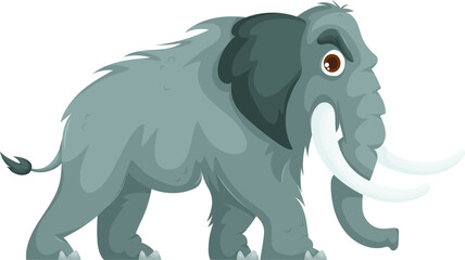 Brown and beige cartoon fantasy creature with shaggy fur, long tail, and horns, isolated on a white background.