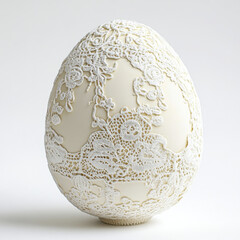 Elegant vintage style Easter egg adorned with intricate lace details