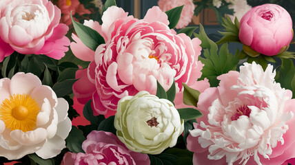 Vibrant Arrangement of Beautiful Peonies