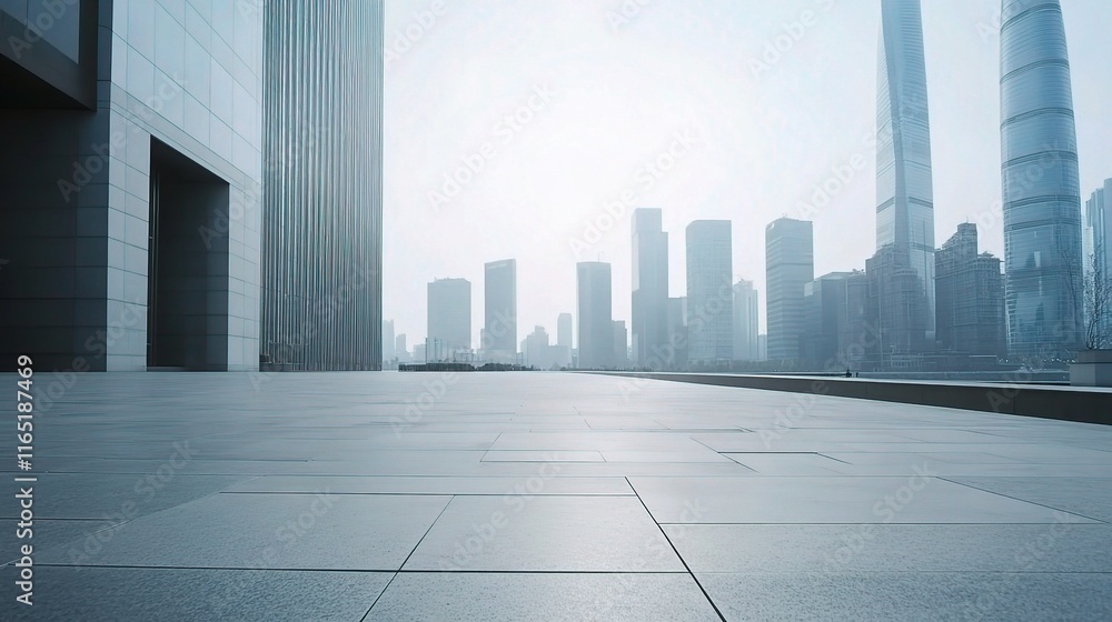 Poster modern business architecture featuring empty space in urban setting