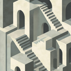 Abstract Architectural Staircase Labyrinth