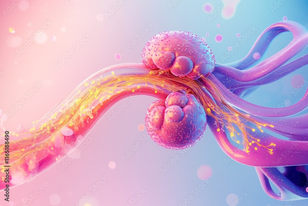 Poster abstract representation of the lymphatic system: a digital artwork depicting the intricate network o
