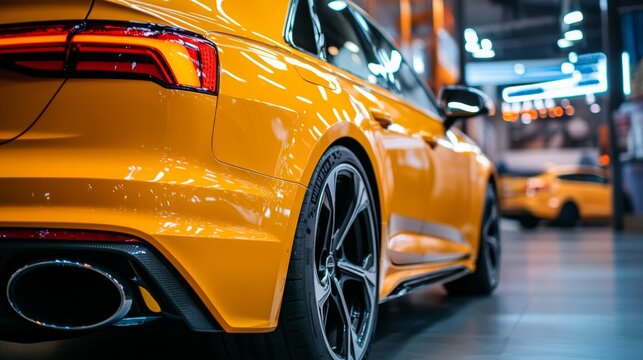 Side view of car window tint, ceramic film provides heat rejection and UV protection with stable color, car film installed on the glass surface of the , selected focus car tinting service