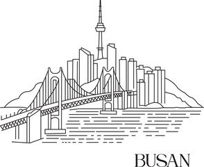 Busan City Line Draw Simple Minimalist