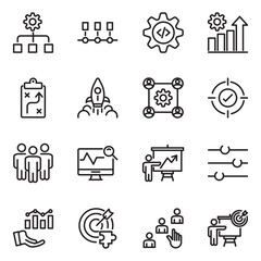 Action plan set of web icons in line style. Strategy action planning icons for web and mobile app. Containing strategy, analysis, planning, strategy, analysis, tasks