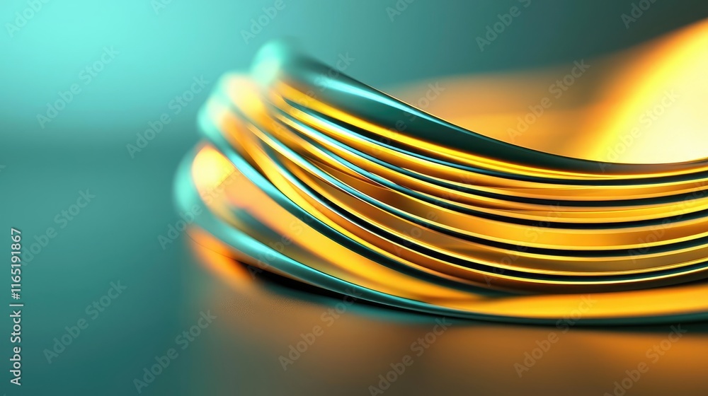 Poster noise abstract background idea. a colorful abstract design featuring curved metallic lines with a vi