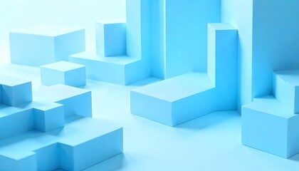 Obraz premium Serene Blue Geometric Forms: A Minimalist Abstract Composition