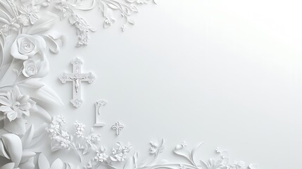 White Floral Arrangement Featuring A Crucifix