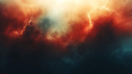 Cosmic Nebula Red And Teal Glowing Cloudscape