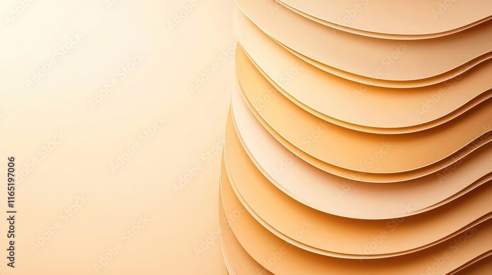 Poster noise abstract background idea. curved layers of peach paper create a soft and elegant background fo