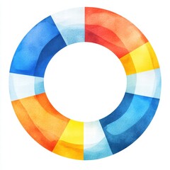 Obraz premium Circular Watercolor Background with Vibrant Colors in Bright Shades and Patterns