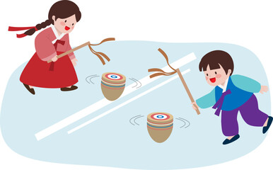 한국 전통 놀이 - 팽이치기