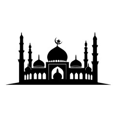 Mosque logo, silhouette vector illustration, white background