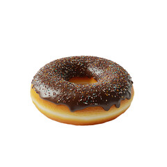 a chocolate frosted donut with sprinkles on a transparent background