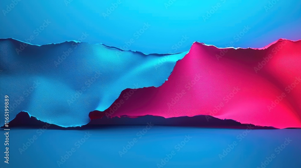 Poster torn abstract background concept. abstract torn paper design with vibrant colors of blue and pink in