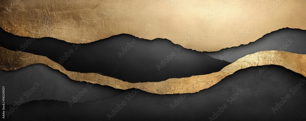 Poster torn abstract background concept. elegant abstract design featuring gold and black layers for modern