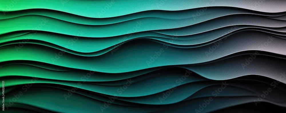 Poster noise abstract background idea. abstract waves in shades of green and black create a calming, modern