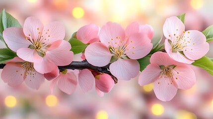 Naklejka premium Delicate Pink Blossoms Branching Out Beautifully
