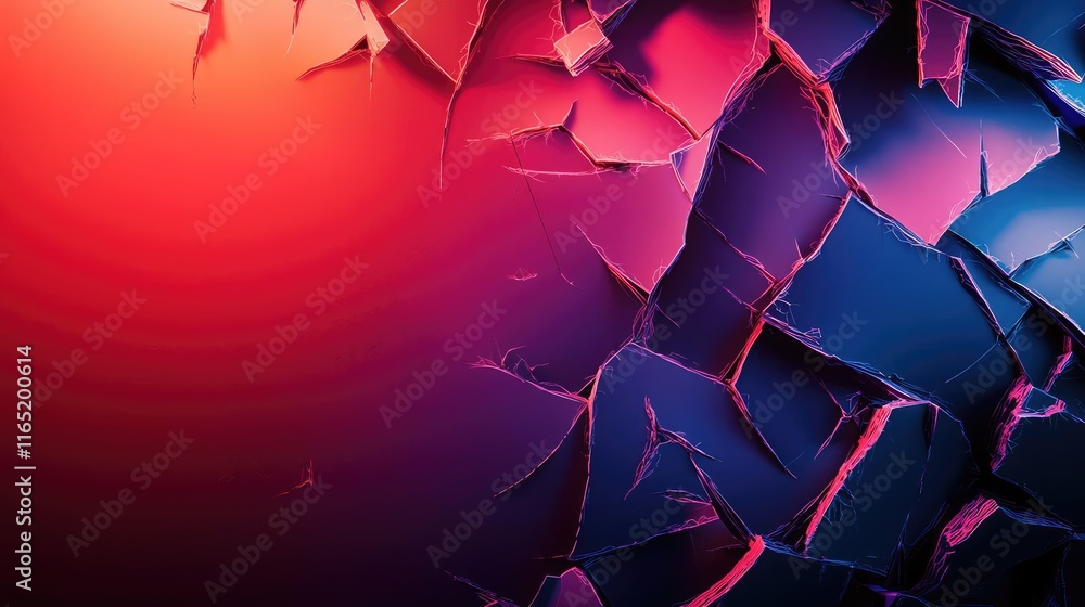 Poster torn abstract background concept. vibrant abstract background with cracked surface and glowing color