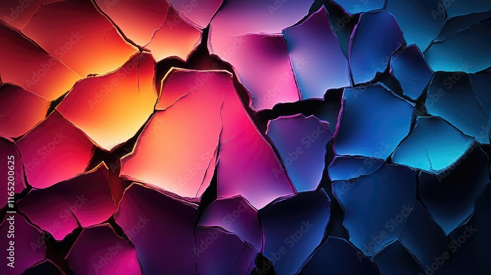 Poster torn abstract background concept. vibrant abstract background with colorful shattered surfaces and d