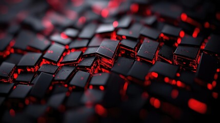 Obraz premium Torn abstract background concept. Abstract close-up of glowing black and red keys, showcasing modern digital design.