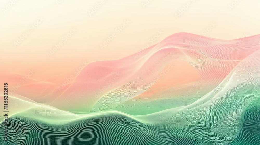 Poster noise abstract background idea. soft, flowing abstract landscape with pastel colors and gentle curve