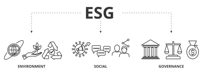 ESG banner vector illustration icon for Environmental Social Governance of corporate sustainability performance for investment screening