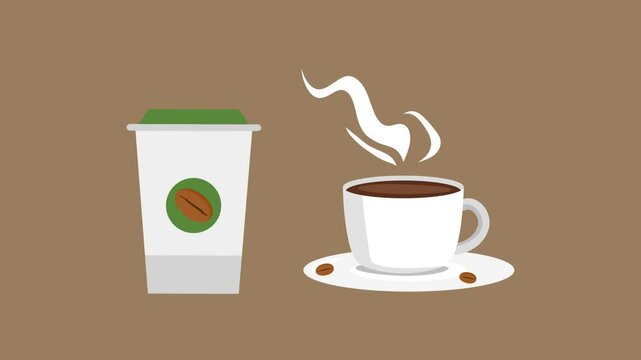 Animated video Coffee beverage Concept. Full length animation illustration. High quality 4k footage