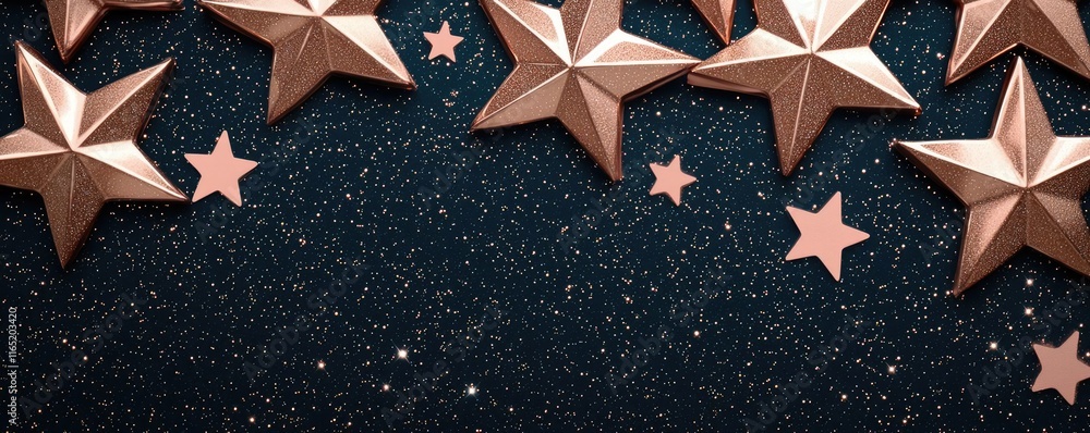 Poster starry abstract background concept. decorative stars on dark background create a festive and enchant