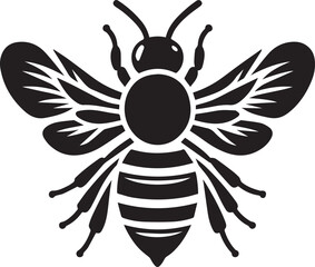 Bee Silhouette Vector Illustration White Background