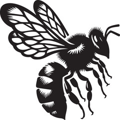 Bee Silhouette Vector Illustration White Background