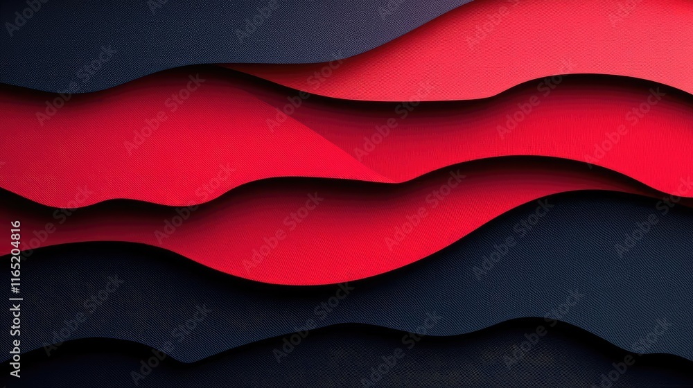 Poster torn abstract background concept. abstract wavy layers in red and black create a modern, dynamic bac
