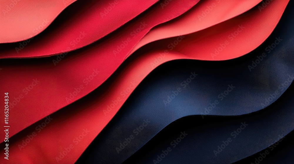 Poster torn abstract background concept. a close-up view of flowing red and black fabric creating a luxurio