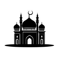 Mosque logo, silhouette vector illustration, white background