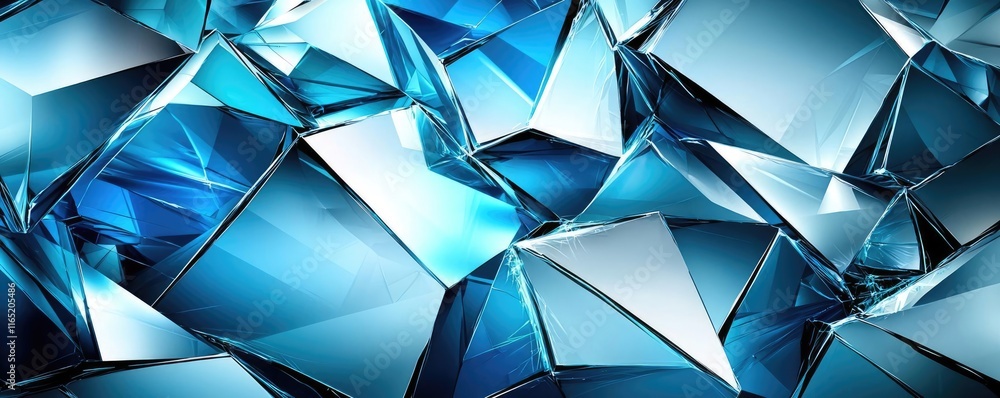 Poster torn abstract background concept. abstract blue crystal surface with sharp angles and reflective qua