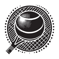 Racquetball Silhouette Vector Illustration, Solid White Background.