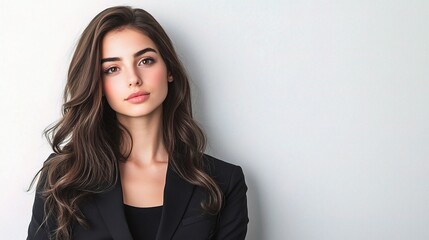 Obraz premium Confident Young Businesswoman Posing Against Light Background