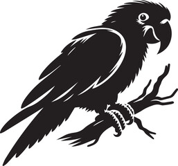 Parrot silhouette isolated on white background. Green parrot icon vector illustration design.