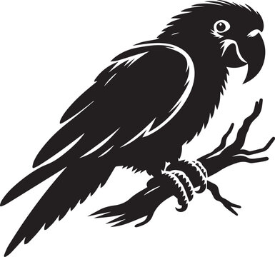 Parrot silhouette isolated on white background. Green parrot icon vector illustration design.