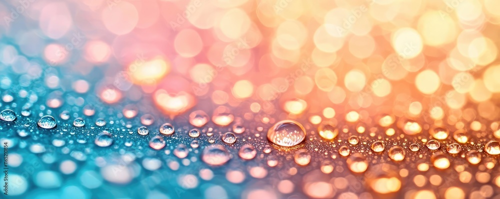 Poster droplets abstract background idea. colorful droplets on a surface create a visually stunning, vibran