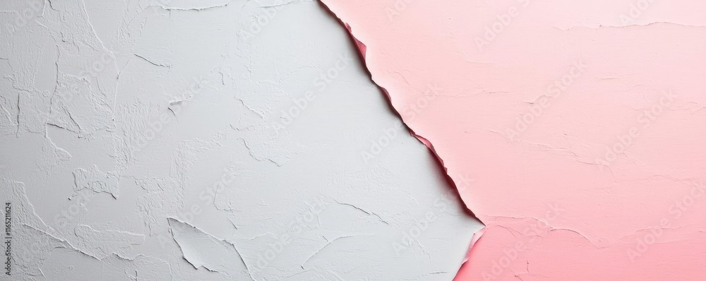 Poster torn abstract background concept. abstract textured wall with a mix of gray and pink tones, creating