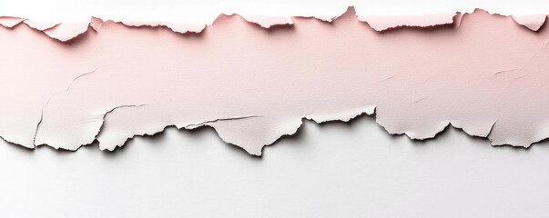 Fototapeta premium Torn abstract background concept. A close-up view of textured paper with peeling edges in soft pastel colors.
