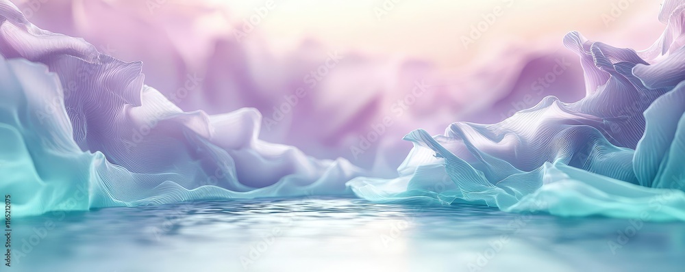 Poster torn abstract background concept. a serene scene with flowing pastel waves reflecting soft light on 