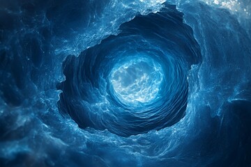 A swirling blue vortex leading to light