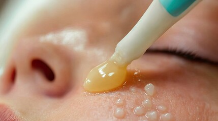 Fototapeta premium Close-Up of Facial Treatment with Gel Application on Skin Surface