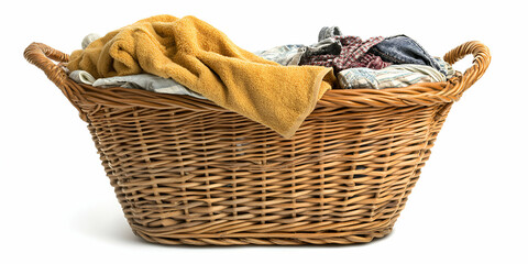 Obraz premium Laundry Basket Filled with Clothes and Towels, Ready for Washing