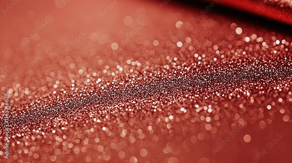 Poster sparkle abstract background idea. close-up view of shimmering red glitter on a textured surface, cap