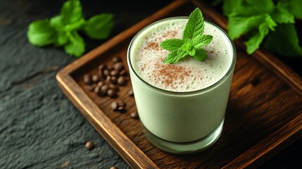 Refreshing Mint Chocolate Smoothie in Glass